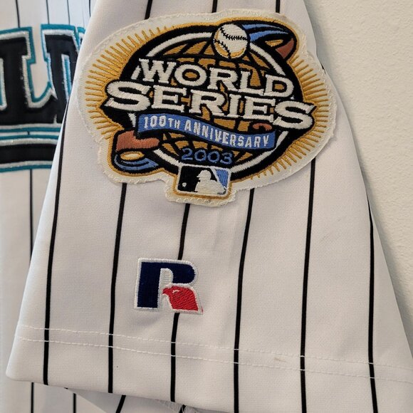 Vintage Fla Marlins JOSH BECKETT 2003 World Series 100th Anniv. Russell Jersey - Picture 4 of 11